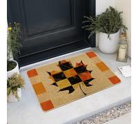 Autumn Black Orange Checkered Doormat for Outdoor Indoor Entrance Waterproof Non Slip Dust-Absorbing Easy Clean 29"x17"
