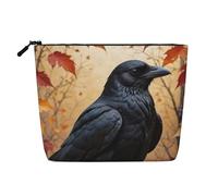 Autumn Blackbird Large Capacity Travel Makeup Bag, Makeup Bag for Women, Waterproof Single-Ply Imitation Hemp Portable Zipper Cosmetic Bag, Travel Essentials Toiletry Bag