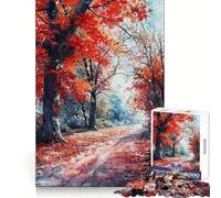 Autumn Blaze Path Puzzles for Teenagers 1000 Piece Sharp Memory Leisure Pleasure Neat Edges Winter Gift (38x26cm)