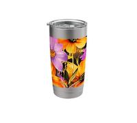 Autumn Blooms on Classic Plaid Backdrop Stainless Steel Insulated Tumbler