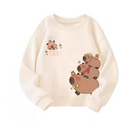 Autumn Boys Girls Trendy Casual Sweatshirt, Kids Cute Capybara Cartoon Print Sweatshirt, Boys Girls Long Sleeve Tops,Flesh,160cm