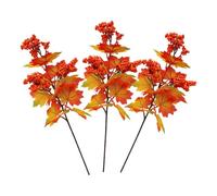 Autumn Branch Vases - Set of Three Artificial Berries Maple Leaves