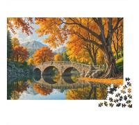 Autumn Bridge Landscape 1000 Piece Jigsaw Puzzles Autumn Stone Bridge Landscape Adults Aged 12 And Above Educational Game Beautiful Decoration Difficult Challenging Birthday 70x50cm