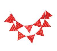 autumn bunting， Cotton Bunting 12 Flags 3.2m Red White Dot