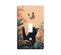 Autumn Butterfly Light Switch Cover Plates, Cat and Monarch Decor for Fall Home Accents, Thermoplastic Wall Plates, Standard Size Single Toggle