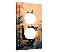 Autumn Butterfly Light Switch Cover Plates, Cat and Monarch Decor for Fall Home Accents, Thermoplastic Wall Plates, Standard Size Single Duplex Outlet