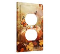 Autumn Butterfly Light Switch Cover Plates/Outlet Covers, Orange Monarch Butterflies for Fall Decor, Thermoplastic Wall Plates, Standard Size Single Duplex Outlet