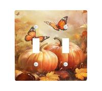 Autumn Butterfly Light Switch Cover Plates/Outlet Covers, Orange Monarch Butterflies for Fall Decor, Thermoplastic Wall Plates, Standard Size Double Toggle
