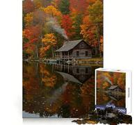 Autumn Cabin by Lake Reflection Puzzles for Adults 1000 Puzzles Critical Think Calm Leisure Uniform Edges Festive Surprise (50x75cm)