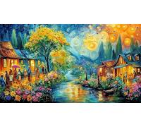 Autumn cabin with deer by stream 1000 Piece Jigsaw Puzzle - Fun Present Great Gift Idea Wall Decoration for Adults 75x50/1000pcs