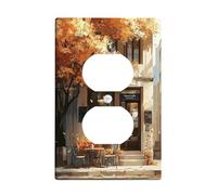 Autumn Cafe Light Switch Cover Plates/Outlet Covers, Warm Orange Leaves for Fall Decor, Plastic Wall Plates, Standard Size Single Duplex Outlet