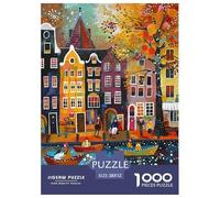 Autumn Canal Scene 1000 Puzzles Adults Puzzle Adults Puzzle Puzzle Game Difficult Impossible Challenge High Difficulty 52x38cm/1000pcs