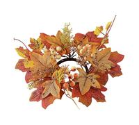 Autumn Candle Ring Wreaths,Fall Candle Rings - 9.8 Inch Maple Leaf Crown Ring Holder Celebrates Harvest Day,Small Crown Pillar Fake Candle Holder