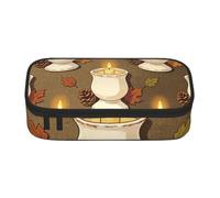 Autumn Candle Rustic Cute Zipper Pencil Case, Oxford Fabric Pen Pouch