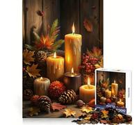 Autumn Candles And Pine Cones Still Life Adult Jigsaw Puzzles1000 Pieces Brain Memory Slow Leisure Tight Lock Thoughtful Xmas (38x26cm)