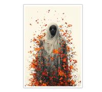 Autumn Canvas Wall Art Mystic Figure Print Pictures Fall Theme Maple Leaf Posters Artwork Stunning Prints Paintings for Bedroom Decor 60x105cm Frameless