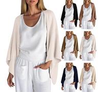 Autumn Cardigans Women Open Front 3/4 Sleeve Long Cardigan Beach Cover Up Top Loose Fit Casual Kimono Breathable Fall Outfits Loungewear Tops for Evening Wedding Dress Beige
