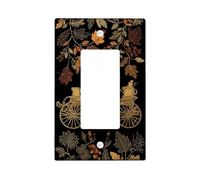 Autumn Carriage Light Switch Cover Plate, Golden Pumpkins and Leaves for Fall Decor, Thermoplastic Wall Plate, Standard Size Single Rocker