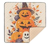 Autumn Cartoon Cute Pumpkin Baby Play Mat for Floor, 50x50 inch Playpen Mat,Thicken Soft Non-Slip Tummy Time Mat for Toddlers and Infants
