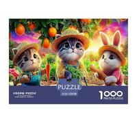 Autumn Cat 1000 Pieces Adult Jigsaws - Bunnies Harvesting Veggies Suitable for Wall Decompression Fun And Challenging Family Game52x38cm/1000pcs
