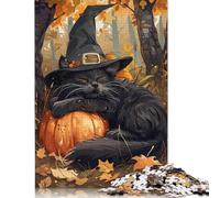 Autumn Cat Sleeping on A Pumpkin Puzzles for Adults & Teenagers Puzzles for Adults & Teenager Fun Puzzles Games 1000pcs (75x50cm)