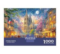 Autumn Cathedral Scene 1000 Piece Jigsaw Puzzles City Under Starry Night Adults Aged 12 And Above Educational Games Beautiful Decoration Challenge High Difficulty Male And Female Birthday 52x38cm
