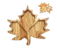 Autumn Charcuterie Board 3 Compartments Maple Leaf Shape Cheese Sausage | wooden trays for food for halloween christmas party dinner picnic farmhouse kitchen home snack cheese
