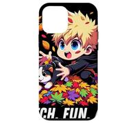 Autumn Chibi Boy Dog Fetch Fun and Falling Leaves Kawaii Case for iPhone 12 mini