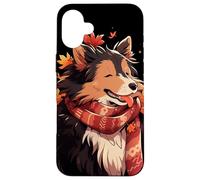 Autumn Chibi Boy Dog Fetch Fun and Falling Leaves Kawaii Case for iPhone 16 Plus