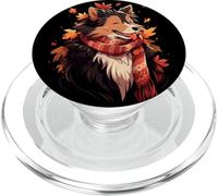 Autumn Chibi Boy Dog Fetch Fun and Falling Leaves Kawaii PopSockets PopGrip for MagSafe