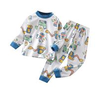 Autumn Children's Underwear Set Baby Warm Boys And Girls Long Sleeve Pajamas Homewear Bathrobe for Children Dark Blue