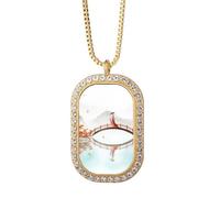 autumn chinese style watercolor Necklace Pendant Diamond Crystal Golden Jewelry