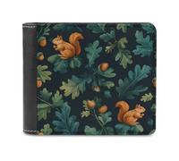 Autumn Chipmunks Patterns Fashion Trifold Wallet Classic Lightweight Credit Card Leather Wallets for Men