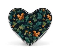 Autumn Chipmunks Patterns Heart Badge Pin Metal Reel Pins Memorial Brooch Button Lapel Pins for Backpack Wedding