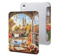 Autumn Church Frame Cute Tablet Case with Pencil Holder Lightweight Hard Protective Cover Compatible with iPad 9th/ 8th/ 7th