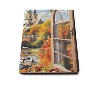 Autumn Church Frame Printed A5 Notebook Binder Refillable Notebook 6 Metal PU Leather Ring Planner Daily Work