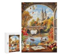 Autumn Church Frame Wooden Jigsaw Puzzles for Adults Vertical Challenge Intelligent Picture Puzzle Games Gift for Family