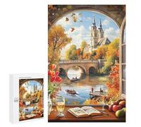 Autumn Church Frame Wooden Jigsaw Puzzles for Adults Vertical Challenge Intelligent Picture Puzzle Games Gift for Family
