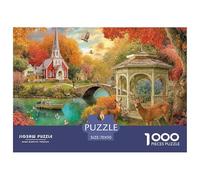Autumn Church Scene Non Fading Material Fun Relaxing Activity, Perfect for Reducing Anxiety And Enjoying Calm Time 70x50cm/1000pcs