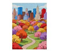 Autumn City 500 Piece Jigsaw Puzzle for Adults, Beautiful Fall Central Park Scene, Warm Seasonal Tree Art, Scenic Relaxing Challenge Gift, 20.5x15 in