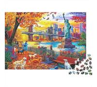 Autumn City Park 1000 Piece Jigsaw Puzzle New York Skyline for Adults Relax Focus Home Decor 52x38cm/1000pcs