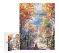 Autumn Cityscape with Cat Puzzle 1000 Teile Schwer Puzzle Spielzeug Lernspiel Impossible Herausforderungsspielzeug Für Erwachsene Kinder 500 PCS