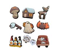 Autumn Clog Charms, Autumnal Fall Shoe Charm, Mushrooms Pumpkins Flowers Beige Aesthetic Orange Sunflower, Stocking Filler, Gift for Her Him, Shoe Accessories Clip 10 Pack