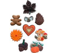 Autumn Clog Charms, Autumnal Fall Shoe Charm, Mushrooms Pumpkins Flowers Beige Orange Sunflower, Stocking Filler, Gift for Her Him, Shoe Accessories Clip 9 Pack