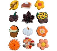 Autumn Clog Charms Halloween Shoe Charm Accessory Ghost Leaf Pumpkin Spiced RIP Skull Butterfly Autumn (Autumnal 12 Pack)