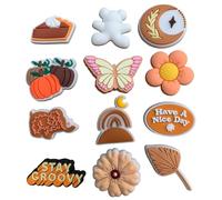 Autumn Clog Charms Halloween Shoe Charm Accessory Ghost Leaf Pumpkin Spiced RIP Skull Butterfly Autumnal (Autumnal Aesthetic 12 Pack)