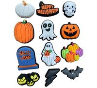 Autumn Clog Charms Halloween Shoe Charm Accessory Ghost Leafs Pumpkin Spiced RIP Skull Butterfly Autumnal Autumnal (Halloween 12 Pack)