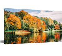 Autumn Colorful Forest Reflected The Lake Blue Sky Wall Art Canvas Prints Painting Nature Pictures Unframed Paintings Canvas Wall Art For Living Room Bedroom Kitchen Home And Office 12x16 Inch