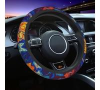 Autumn Colorful Maple Leaves Floating in The Water Steering Wheel Cover Universal 15 Inch Sports Style Elastic Breathable Comforts Car Steering Wheel Accessories