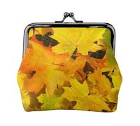 Autumn Colors Fall Leaves, PU Leather Coin Purse, Small Wallets, Change Pouch with Kiss Lock Clasp Buckle, Change Purse